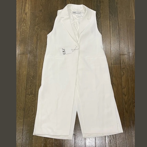 Zara Jackets Coats Zara Womens Long Vest Waistcoat Ecru
